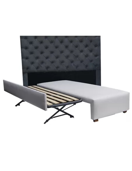 Base Carro Respaldo Capitoné Recto Alto de Pana