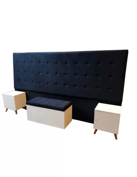 Conjunto Respaldo Recife - Baulera Doble - Mesas de Luz Estilo Nordico