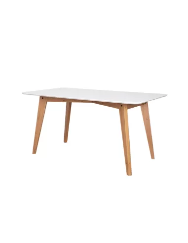  Mesa Fija 1.60 m  Vintage en  Lustre  Blanco con Roble 