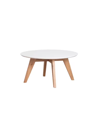 Mesa de Centro de 0.80m Roble y Blanco