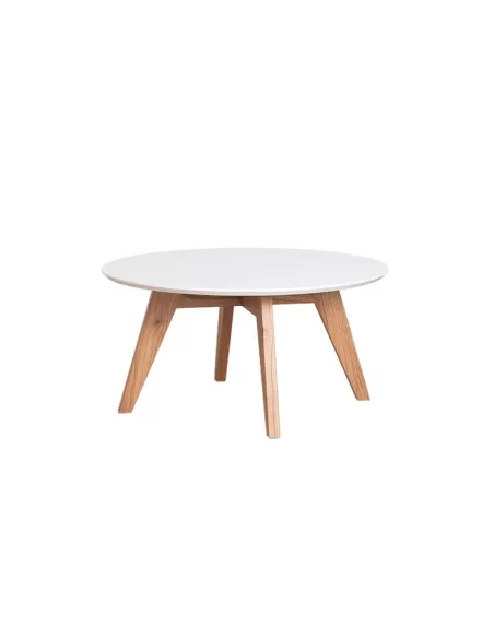 Mesa de Centro de 0.80m Roble y Blanco