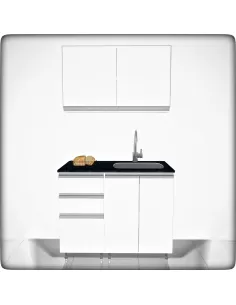 COMBO BAJO MESADA Y ALACENA DE 100 COLOR BALNCO CON PERFIL J DE ALUMINIO EN PUERTAS