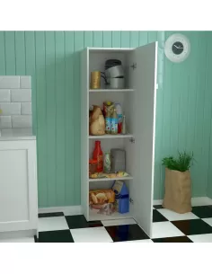 D050 - Despensero de 1 puerta con 4 estantes Blanco
