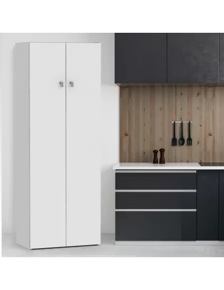 D062 - Despensero de 2 puertas grande con 4 estantes Blanco