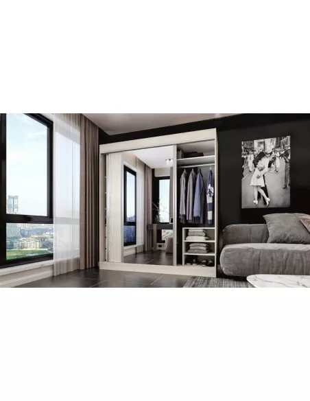 VESTIDOR 2 PUERTAS 4 OPCIONES INTERNAS CON ESPEJO 180x200 cm