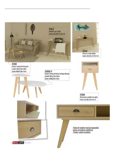 Set por 2 Mesas de Living Oval tapa Blanca