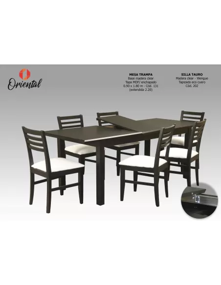 Silla Tauro 202 wengue, combinada con mesa trampa cod. 131