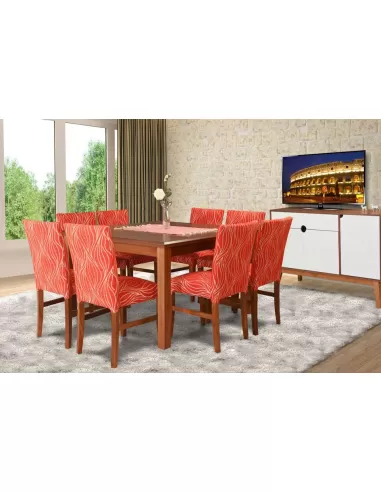 Silla 205 caoba, combinada con mesa cuadrada cod. 133