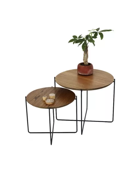 MESA AUXILIAR PATA DE METAL SET X 2