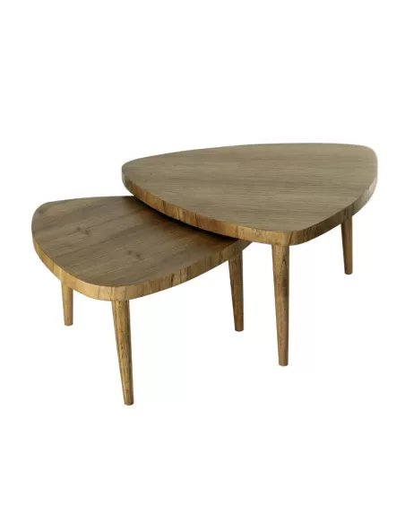 MESA AUXILIAR PATA DE MADERA SET X 2