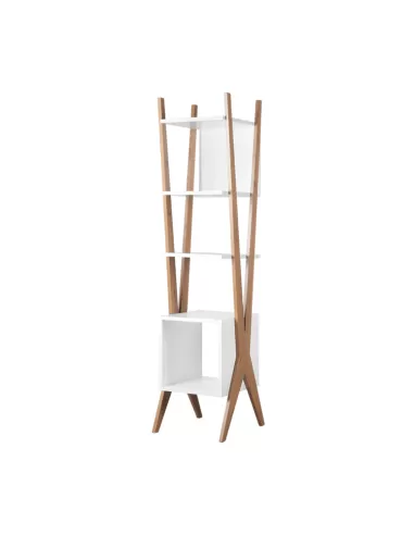 Medida 0.44 m. x 0.38 m. x 1.80 m - Roble y Blanco - .Módulo Estantería / Biblioteca 0,44m