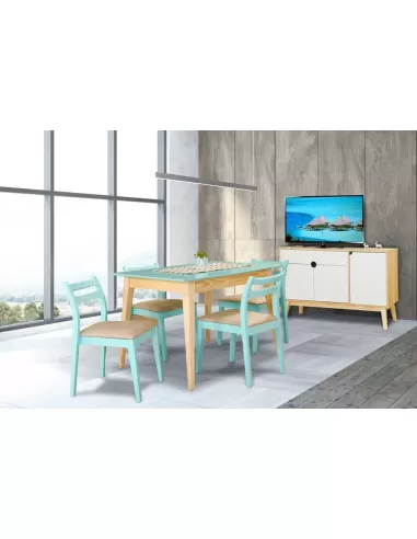 Silla aero lustre aqua, combinada con mesa 1.20 cod. 220