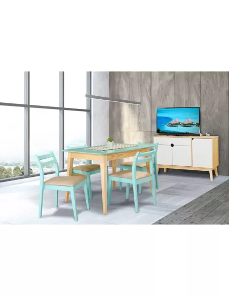 Silla aero lustre aqua, combinada con mesa 1.20 cod. 220