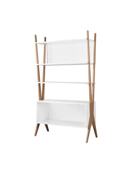medida 1.04 m. x 0.38 m. x 1.80 m - Roble y Blanco - .Módulo Estantería / Biblioteca 1,04m