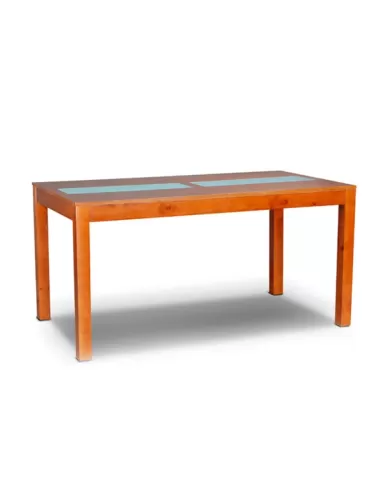 Mesa con vidrios caoba