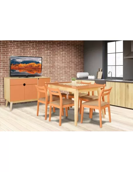 Mesa AERO durazno y naturalisimo, combinada con silla aero cod. 210